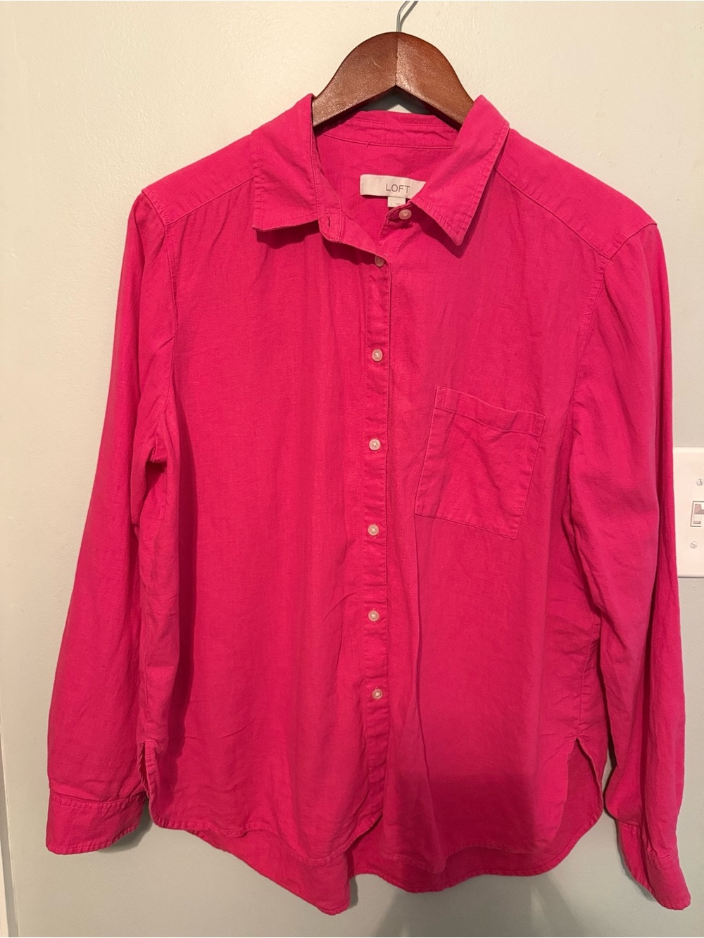 LOFT Button-Down Shirt in Bright Pink